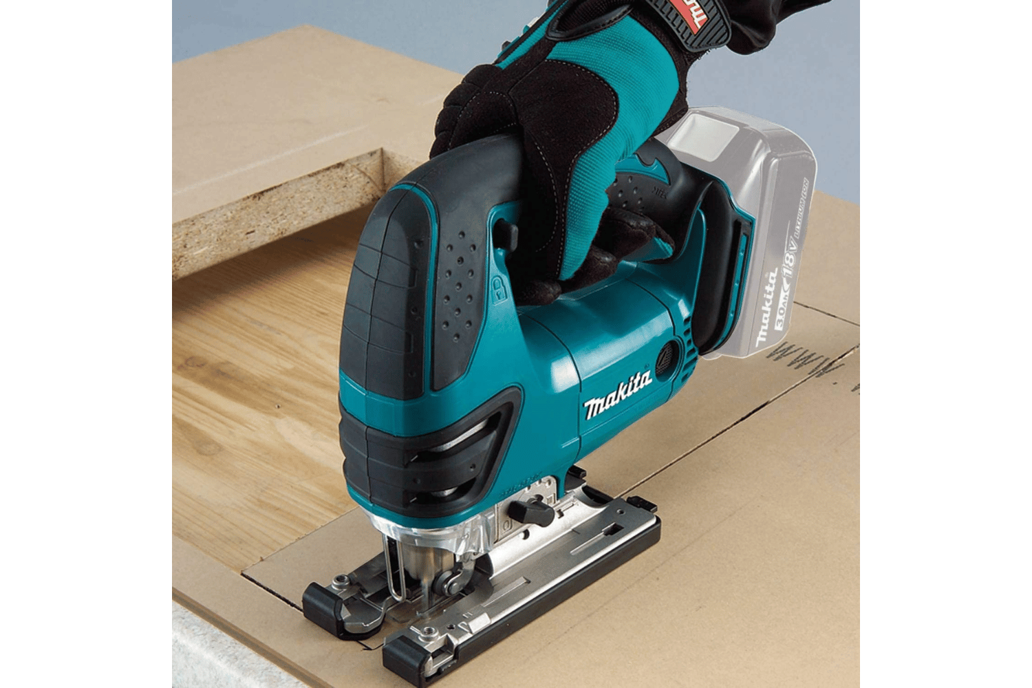 An image of a cordless jigsaw with adjustable speed and orbital settings for precise cutting in the Adjusting Speed and Orbital Settings section.