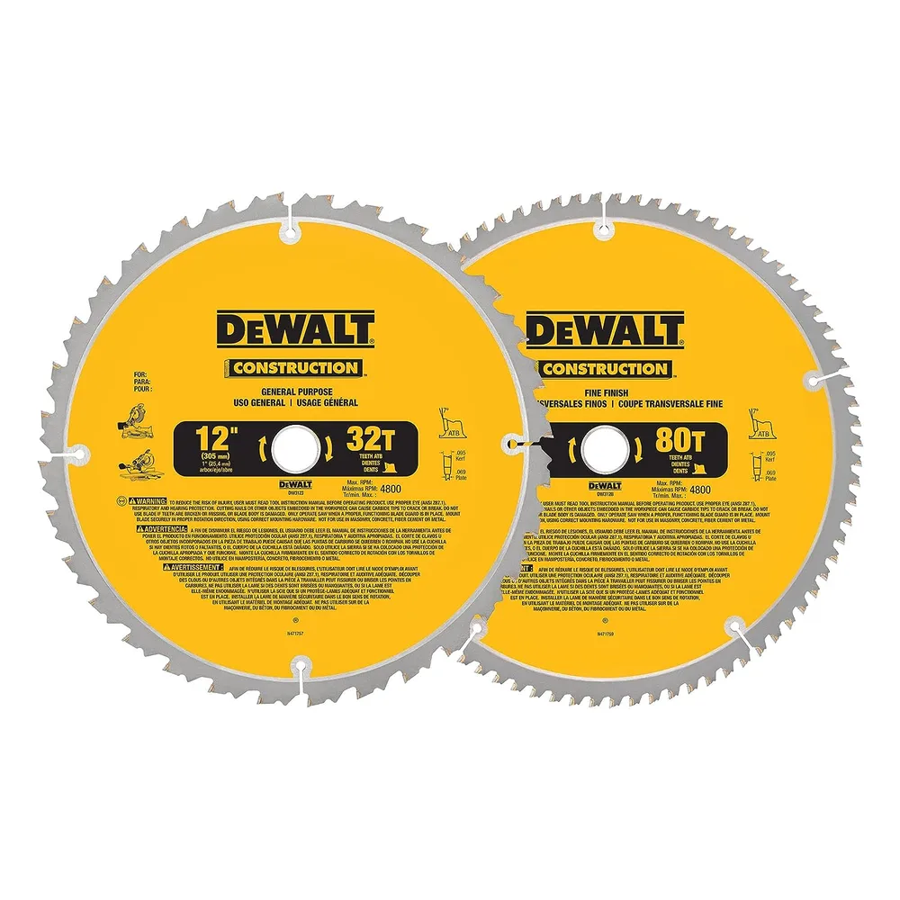 DEWALT 12-Inch Miter Saw Blade 2-Pack (DW3128P5)