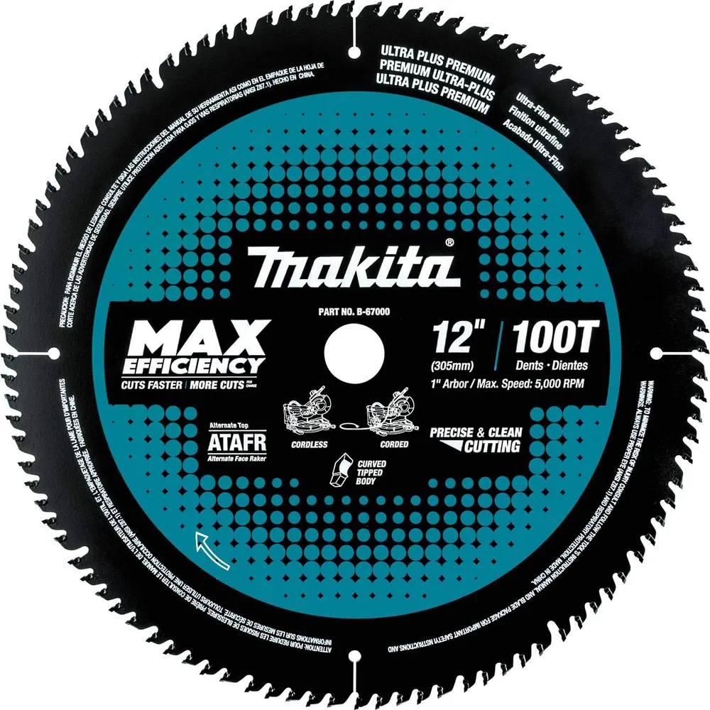 Makita B-67000 12" 100T Carbide-Tipped Max Efficiency Miter Saw Blade