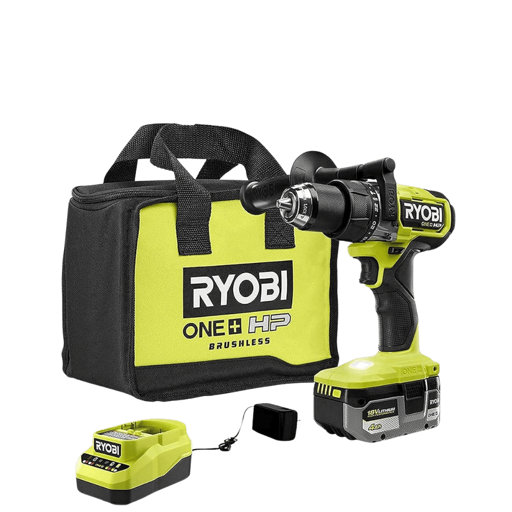 Best for Light-Duty Home DIY Projects - RYOBI ONE+ HP 18V Brushless Cordless 1/2 in. Hammer Drill Kit (PBLHM101B)
