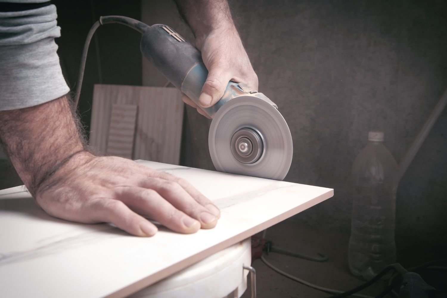 Use a small handheld tile saw for a quick tile installation project