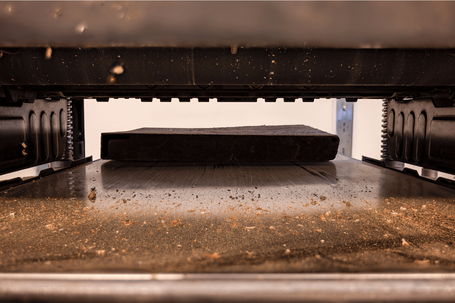 An image inside a thickness planer.