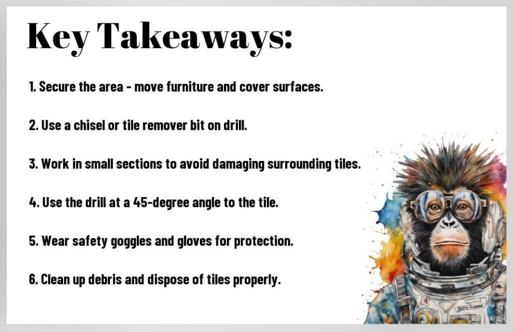 Key Takeaways of how to remove tile with a hammer drill